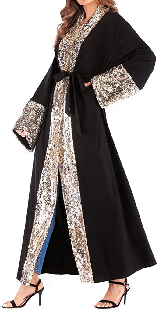 Price:$24.99 callm 2019 New Muslim Women Dress Ethnic Robes Abaya Islamic Muslim Middle East Maxi Dress Bandage Kaftan at Amazon Women’s Clothing store
