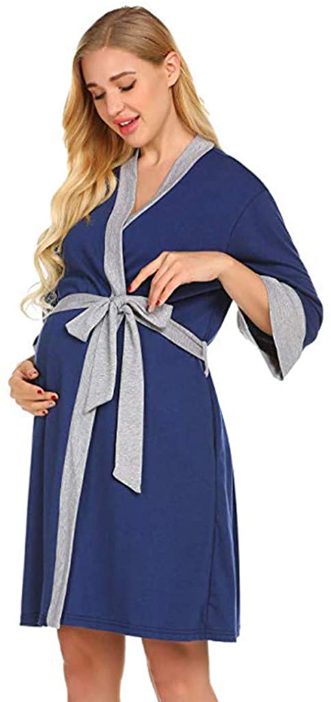 Price:$7.89 iLXHD Maternity Nursing Robe Delivery Nightgowns Hospital Breastfeeding Gown Sleepwear for Women at Amazon Women’s Clothing store