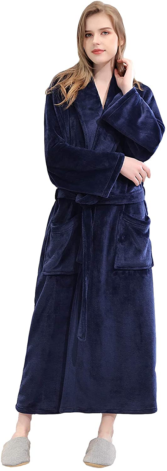 Price:$18.99 DONGD Women Bathrobes Terry Warm Fleece Long Bathrobe Soft Plush Robe at Amazon Women’s Clothing store