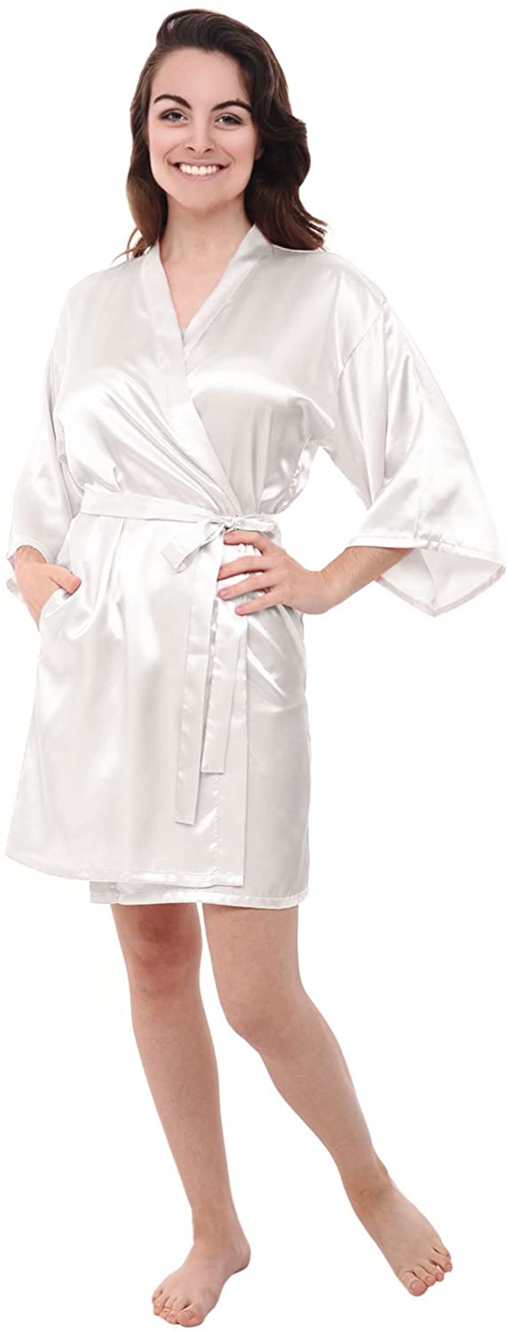 Price:$24.99 Alexander Del Rossa Womens Satin Solid Colored Robe, Mid-Length Dressing Gown at Amazon Women’s Clothing store