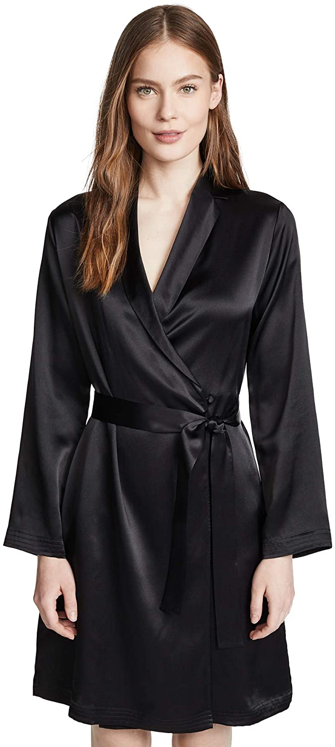 Price:$338.00 La Perla Women's Silk Short Robe, Black, Small at Amazon Women’s Clothing store