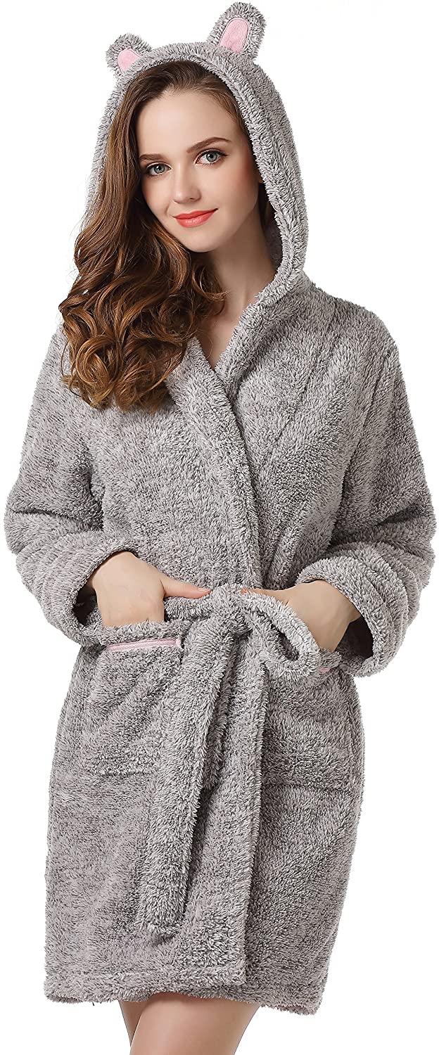 Price:$19.99 Richie House Women's Cationic Plain Bathrobe Robe RHW2499, Gray, UNI SIZE at Amazon Women’s Clothing store
