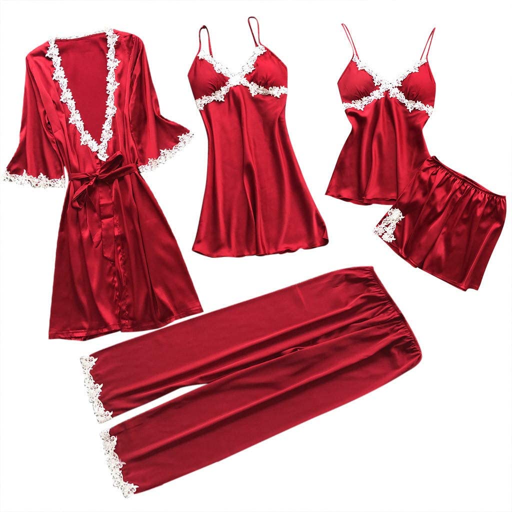 Price:$14.99 Women Sexy Lace Lingerie Nightwear Underwear Babydoll Sleepwear Dress 5PC Suit at Amazon Women’s Clothing store