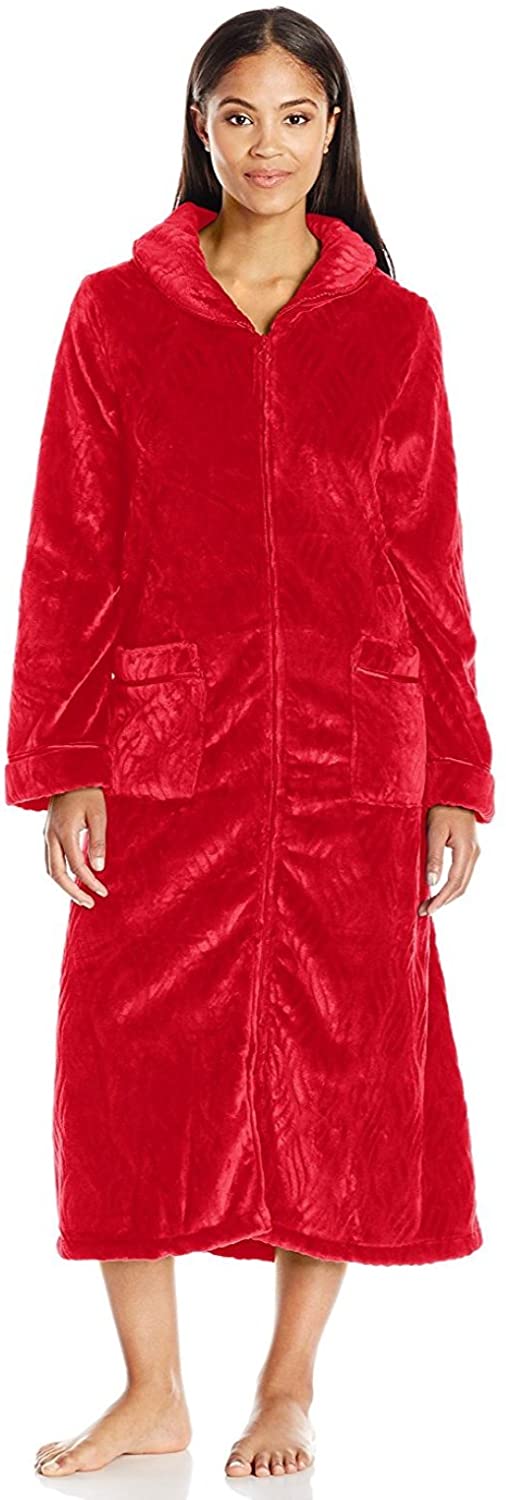 Price:$53.00 Aria Women's Sleeve Long Textured Chenile Zip Front Robe at Amazon Women’s Clothing store