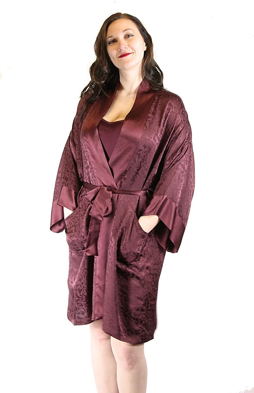 Price:$68.99 Nyteez Women's Natural Silk Jacquard Kimono Dressing Gown Short 38 Inch at Amazon Women’s Clothing store