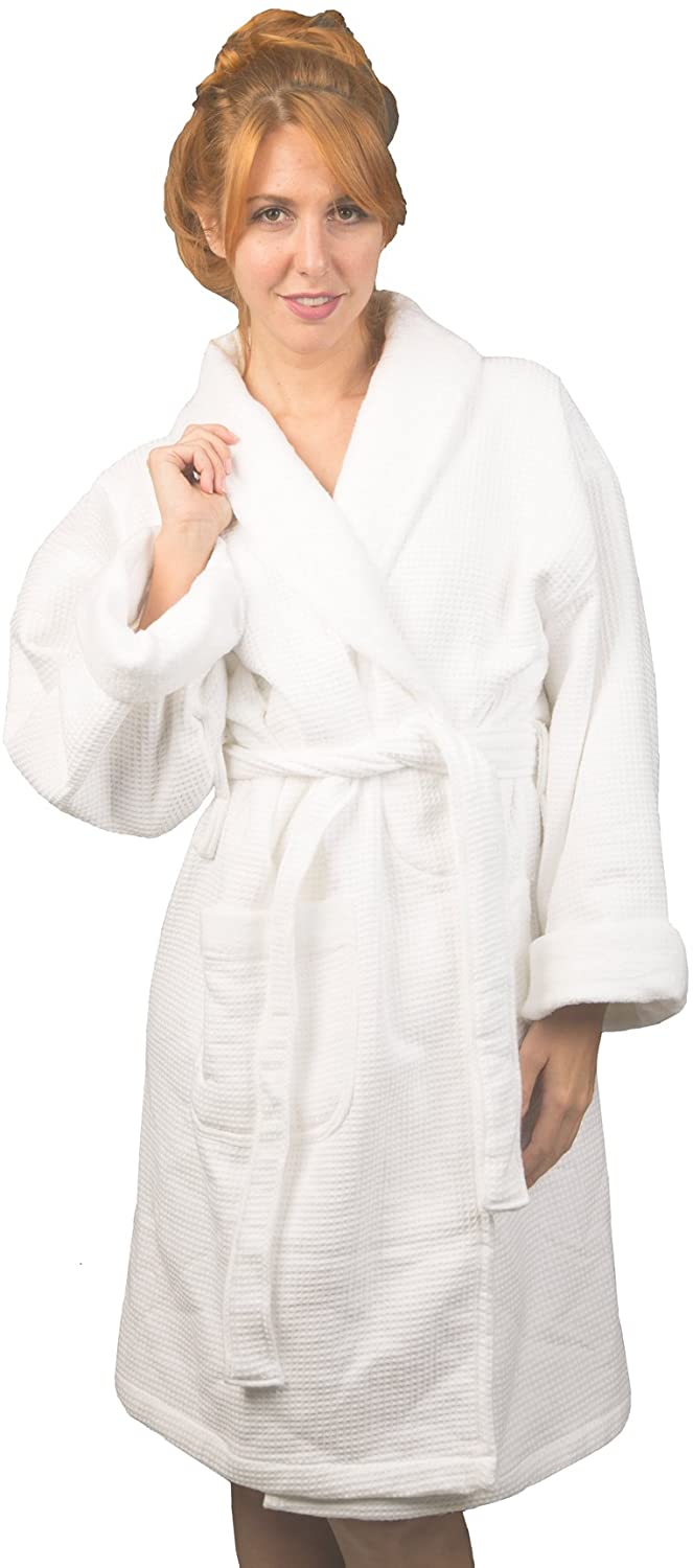 Price:$35.90 Plush Cotton Terry Bath Robe | For Women Men | White Waffle Exterior | Luxurious Comfort and Style | From Nora Angels at Amazon Women’s Clothing store