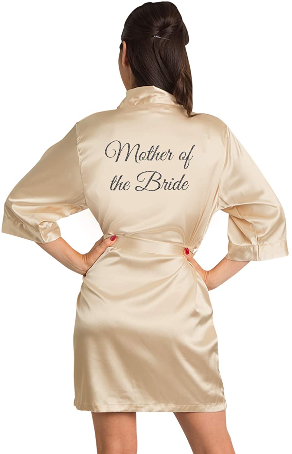 Price:$25.95 Zynotti Women's Glitter Bride Bridesmaid Maid of Honor Mother of The Bride Mother of The Groom Wedding Satin Robe at Amazon Women’s Clothing store