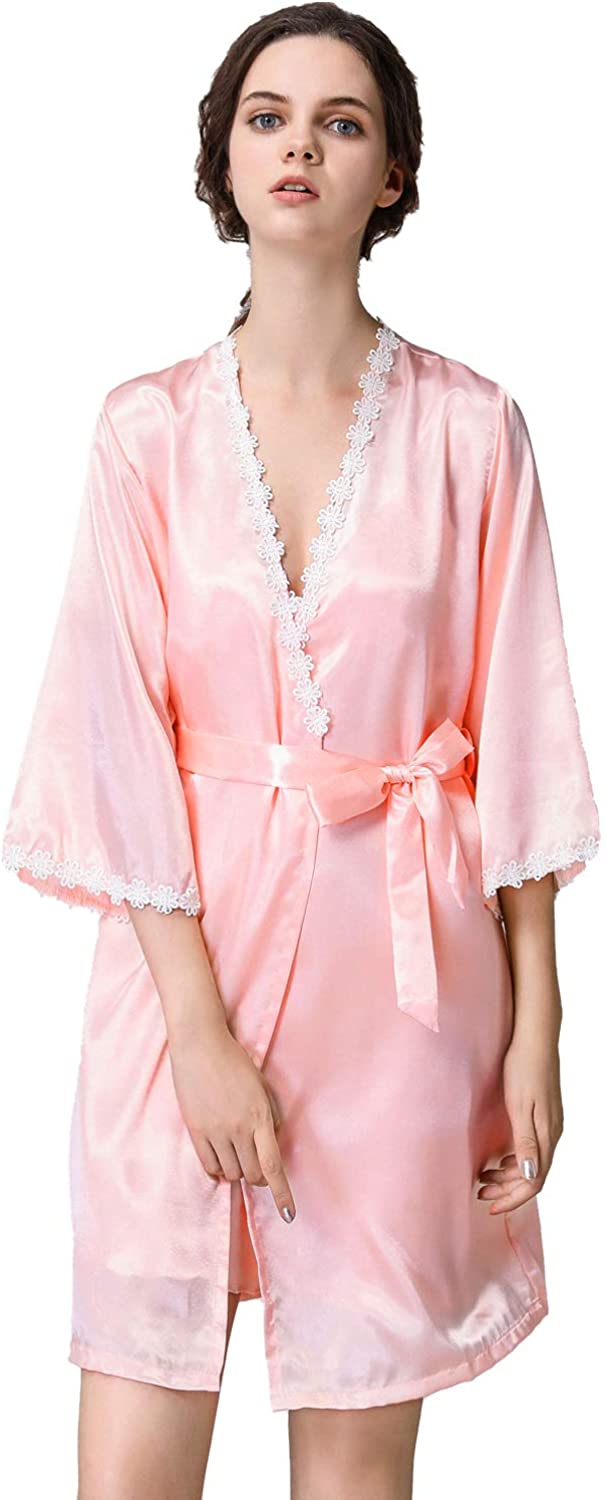 Price:$13.99 Women's Satin Chemise Nightgown and Silky Robe Sets Sleepwear Petite Nightshirt 2PC at Amazon Women’s Clothing store