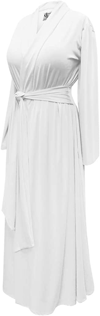 Price:$64.99 Solid White Plus Size Supersize Brushed Jersey Robe with Attached Belt 3X at Amazon Women’s Clothing store