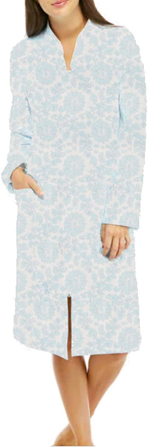 Price:$49.99 Miss Elaine Women's Long Sleeve Zip-Front Quilted Knit Short Robe at Amazon Women’s Clothing store
