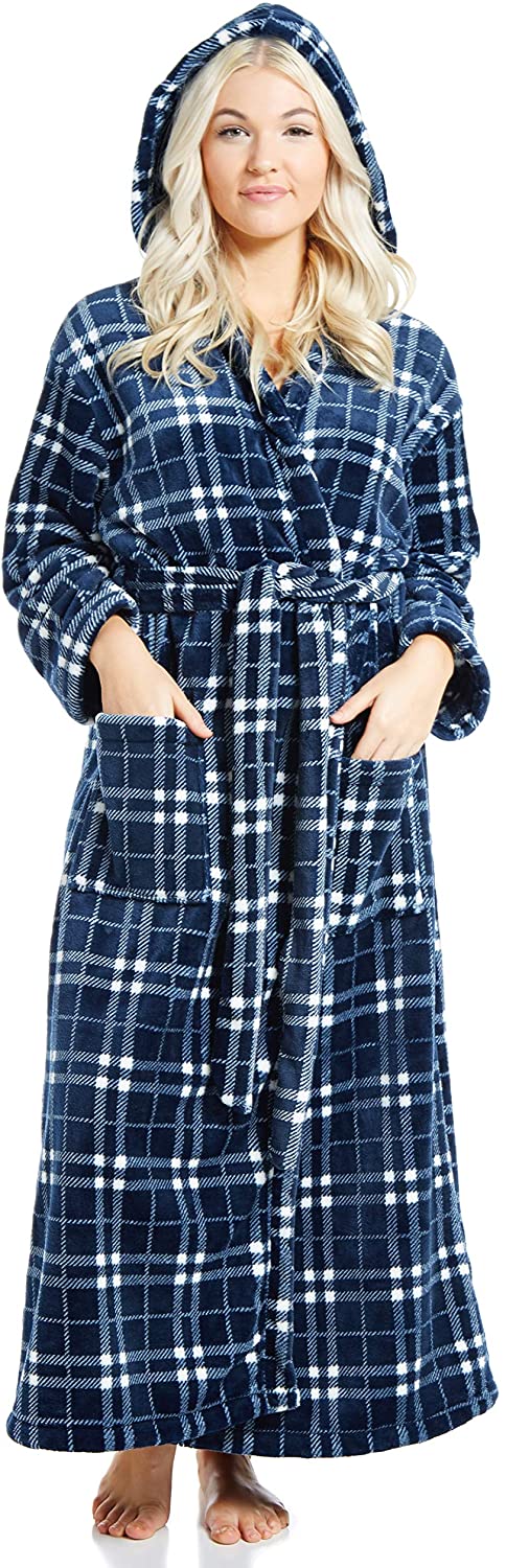 Price:$25.99 Jovannie Womens Long Thick Fleece Robe Warm Waist Belt Super Soft Spa Plush Full Length Bathrobe with Shawl Collar at Amazon Women’s Clothing store