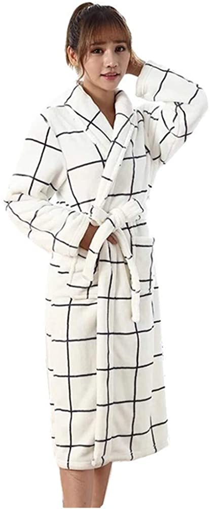 Price:$18.44 Nightgown Ladies Autumn Winter Coral-Fluff Men's Pajamas Thickened with Long Sexy Flannel Matching Bathrobe White at Amazon Women’s Clothing store