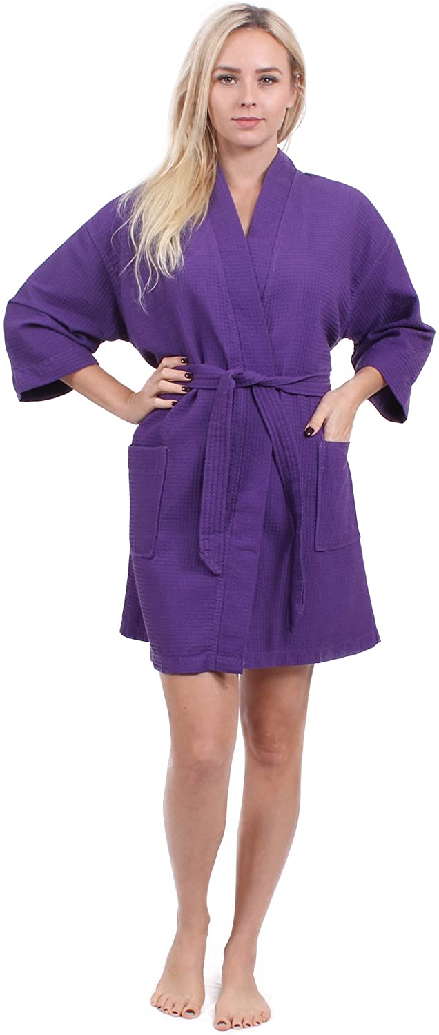 Price:$19.99 Turkuoise Women's Turkish Cotton Knee Length Lightweight Bridesmaids Waffle Kimono Robe Purple XXL at Amazon Women’s Clothing store