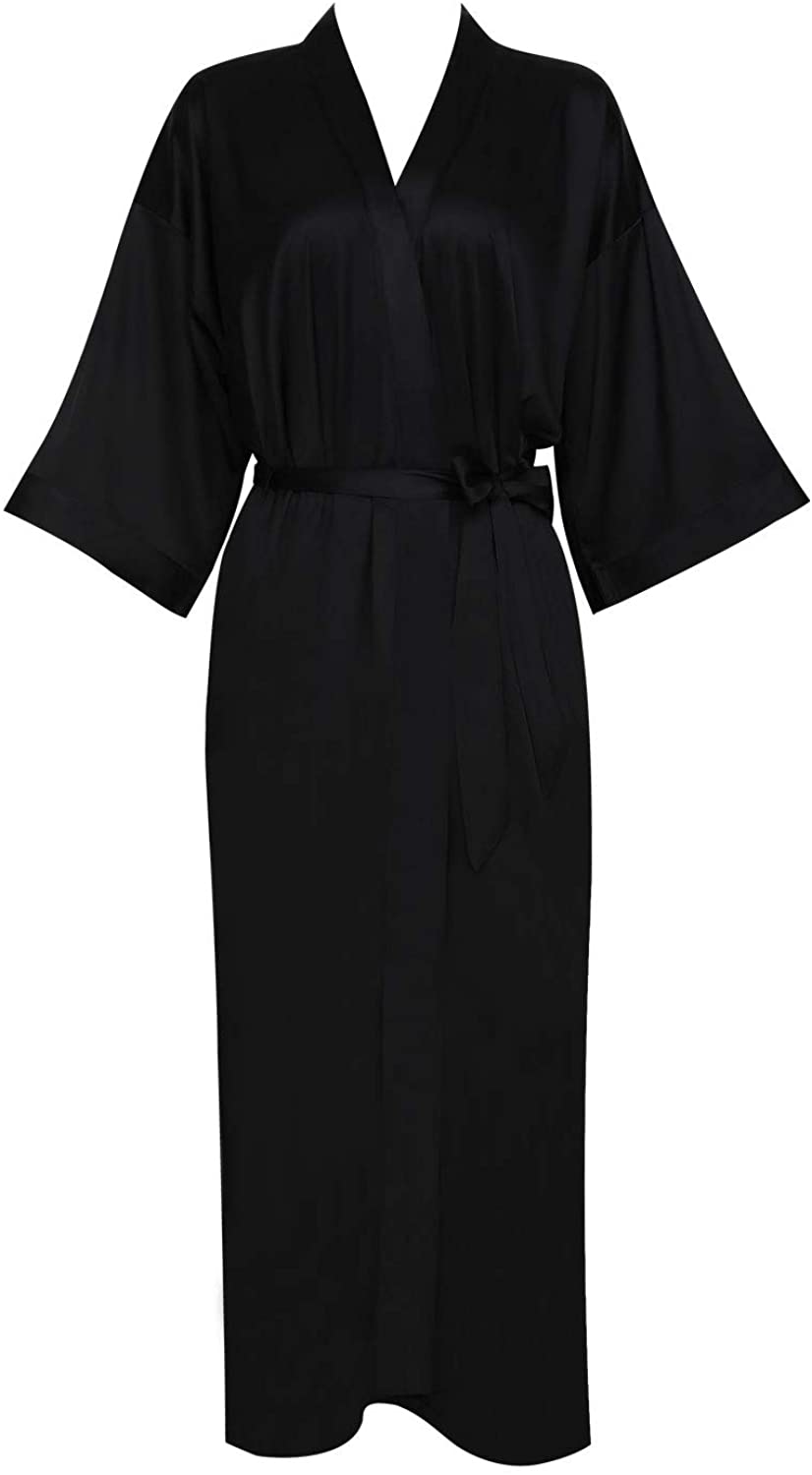 Price:$28.99 Womens Long Satin Kimono Robes Sleepwear Lightweight Printed Comfy Full Length Nightgown Soft Spa Bathrobe Bridal Party S-XL at Amazon Women’s Clothing store