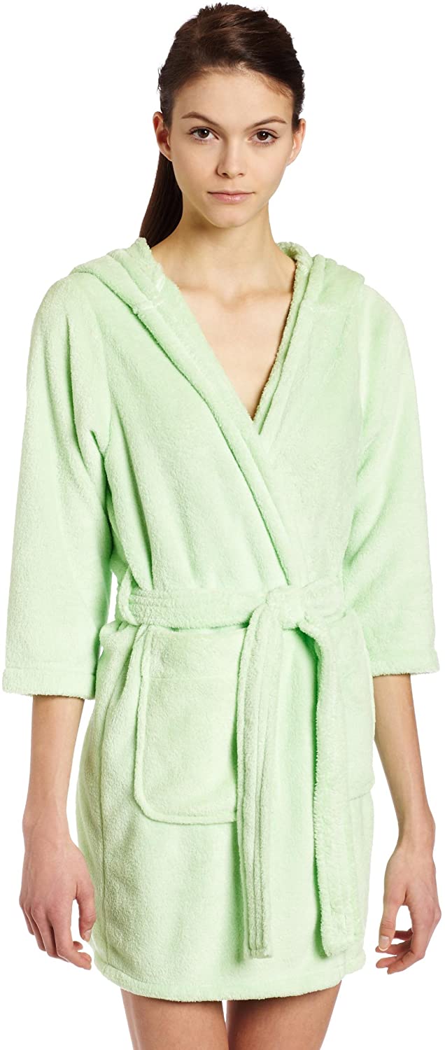 Price:$25.99 Intimo Women's Plush Fleece Hooded Robe at Amazon Women’s Clothing store