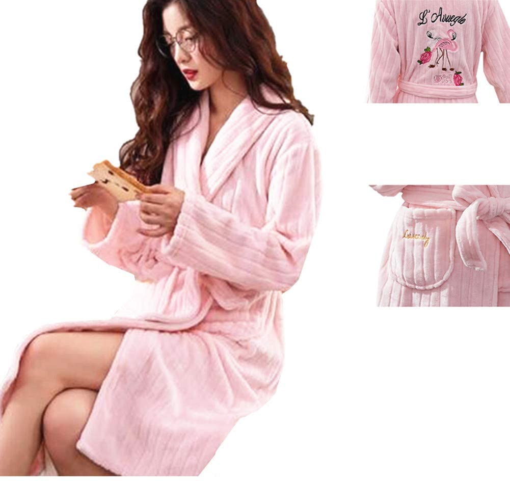Price:$25.44    KKING Women's Long Flannel Flamingo Robe Plush Warm Dressing Gown Super Soft  Clothing
