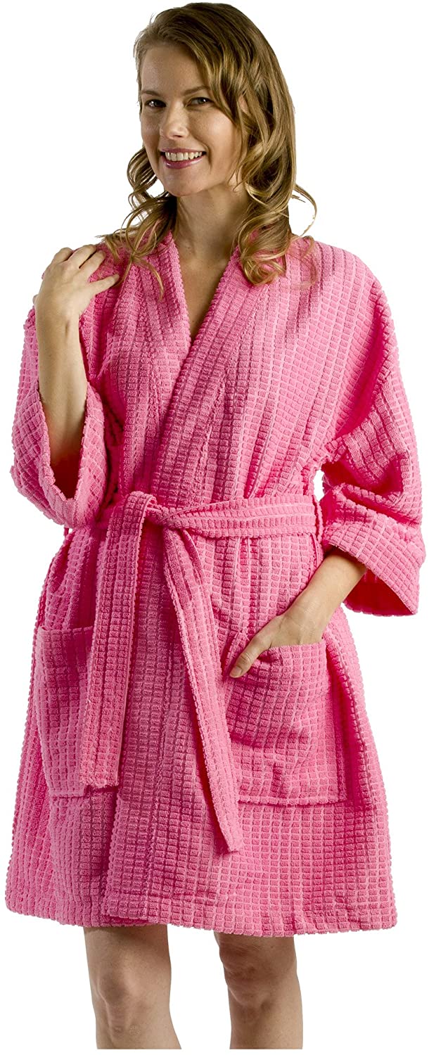 Price:$18.95 byLora Ladies Thigh Length Kimono Robe, One Size, Hot Pink Color at Amazon Women’s Clothing store