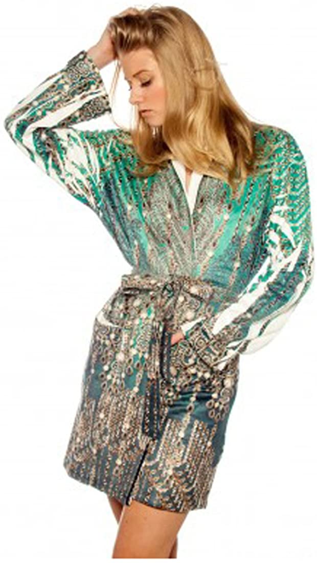 Price:$209.99 Wrap Up by VP Pearl Sassy Boho Green Microfiber Short Robe, S/M at Amazon Women’s Clothing store