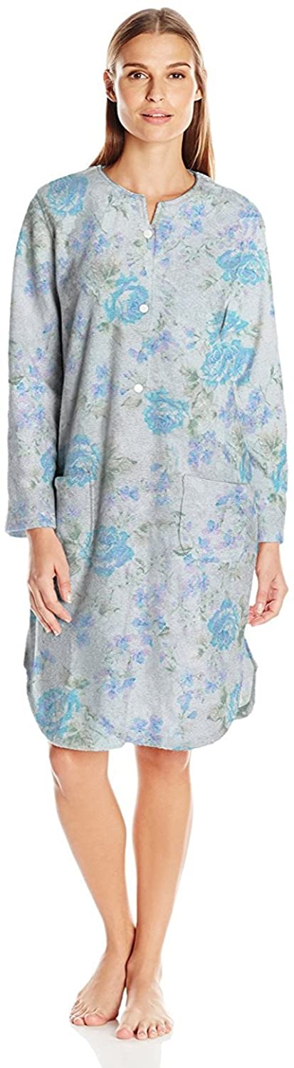 Price:$43.00 Miss Elaine Women's Brushed Back Terry Sht Snap Robe at Amazon Women’s Clothing store