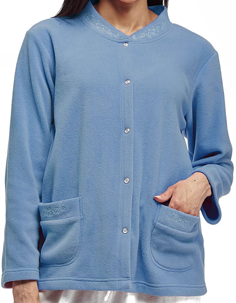 Price:$43.00 LA CERA Women's Plus-Size Snap Front Fleece Bed Jacket at Amazon Women’s Clothing store
