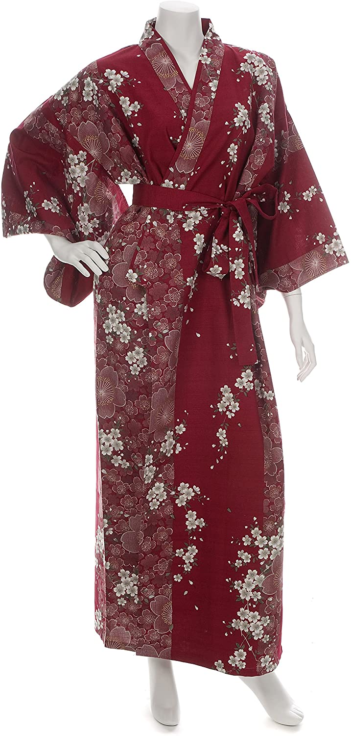 Price:$102.70 Cherry Blossom Print Long Red Yukata at Amazon Women’s Clothing store