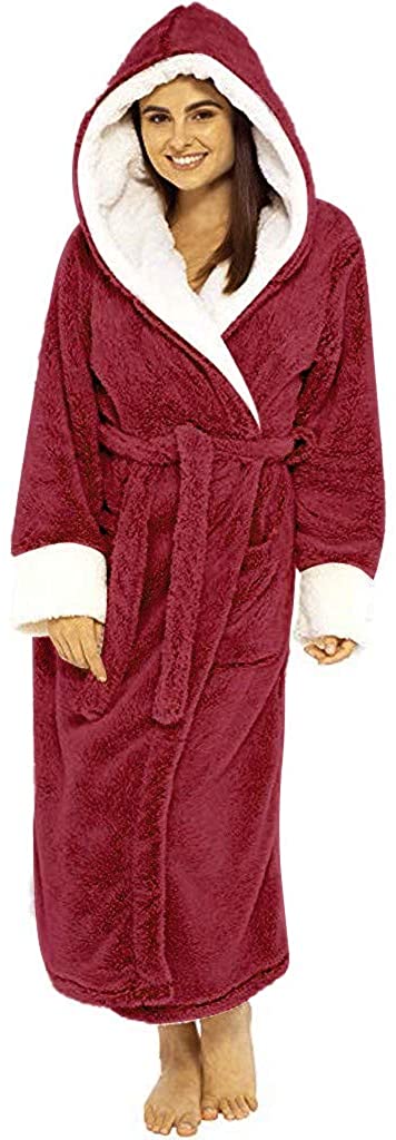 Price:$25.64 FAERIE Winter Home Clothes Women Plush Lengthened Shawl Bathrobe Long Sleeved Robe Coat at Amazon Women’s Clothing store