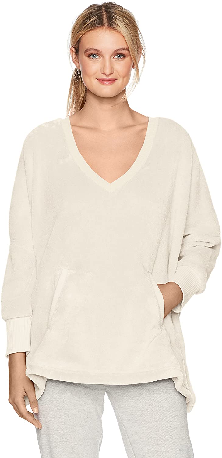 Price:$22.50 HUE Women's Solid Marshmallow V-Neck Poncho, Off White, One Size at Amazon Women’s Clothing store