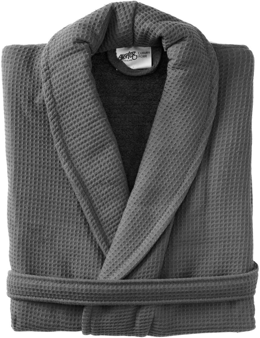 Price:$54.95    Chortex Luxury Waffle Terry Robe, Charcoal S/M  Clothing
