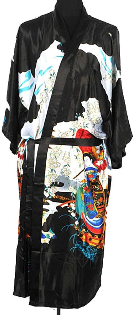 Price:$14.00    Shanghai Tone Geisha Kimono Bath Robe Night Gown Knee-Length Black One Size  Clothing