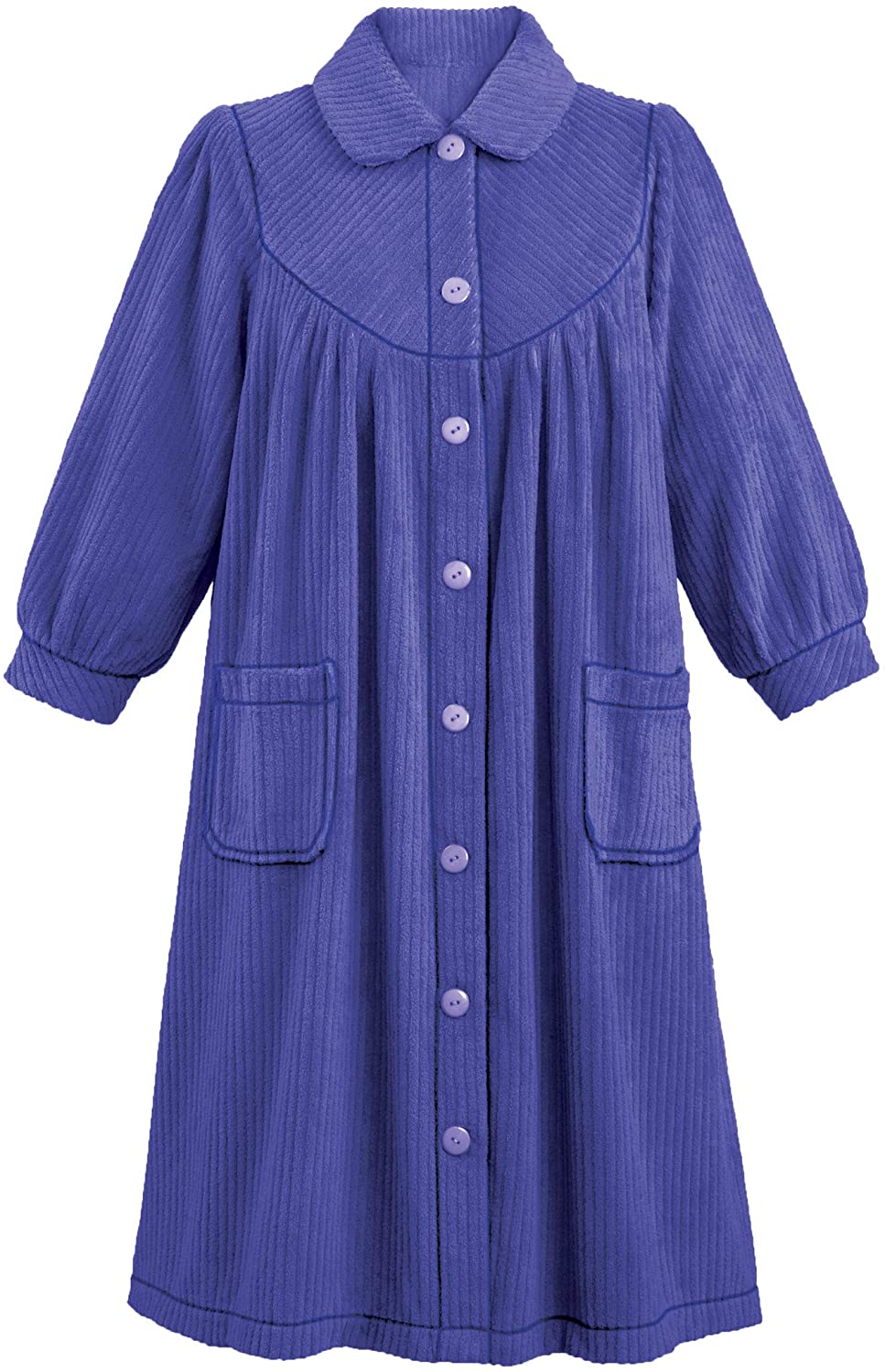 Price:$25.98 Plush Textured Fleece Button-Front Robe with Pockets - Comfortable Lounge Outfit at Amazon Women’s Clothing store