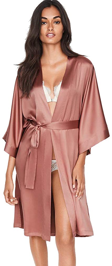 Price:$59.99 Victoria's Secret Very Sexy Satin Kimono Robe Champagne M/L at Amazon Women’s Clothing store