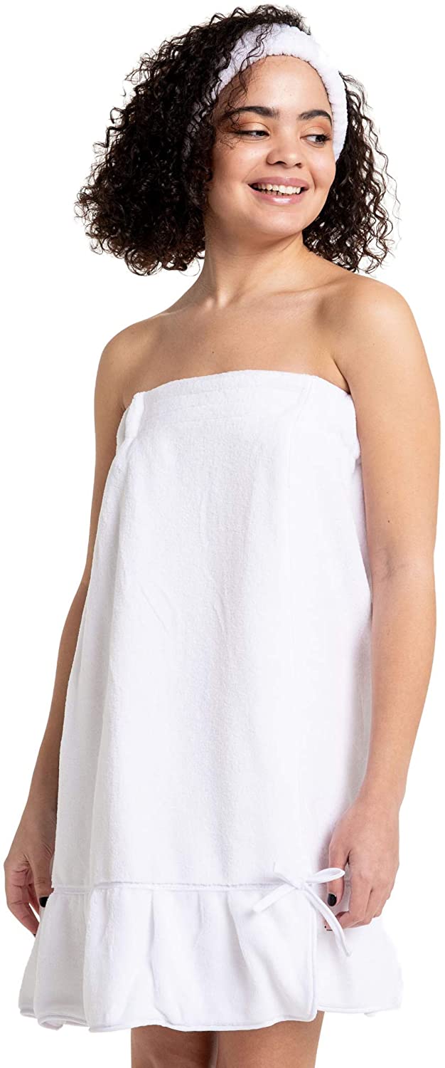Price:$44.99 Bella il Fiore Spa Wrap (White, Small/Medium) at Amazon Women’s Clothing store
