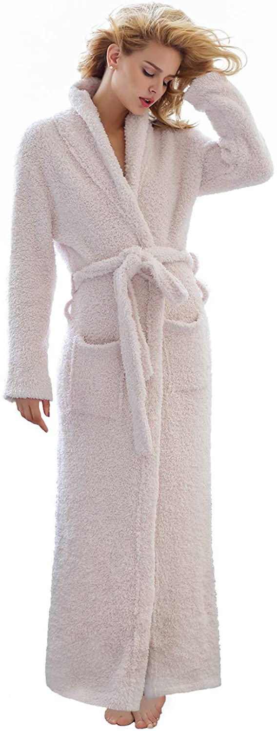Price:$32.90 7 VEILS Long Bathrobe Womens and Mens Cozy Knit Microfiber Stretchy Super Soft Bathrobes Loungewear House Robes Dressing Gown at Amazon Women’s Clothing store