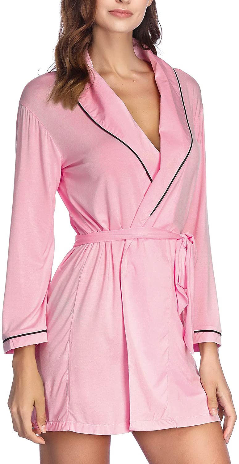 Price:$16.99 Ritera Womens Kimono Robes Cotton Long Sleeve Bathrobe Lightweight Ladies Loungewear Pink Medium at Amazon Women’s Clothing store