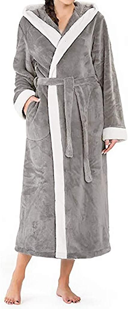 Price:$2.79 GREFER Women's Robe Long Soft with Hood Plus Size Long Sleeved Belt Plush Shawl Bathrobe at Amazon Women’s Clothing store