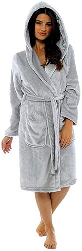 Price:$4.23 YiYLunneo Womens Long Robe Soft Plush Plus Size Warm Comfy Kimono Bathrobe with Pockets for Ladies Loungewear Sleepwear at Amazon Women’s Clothing store