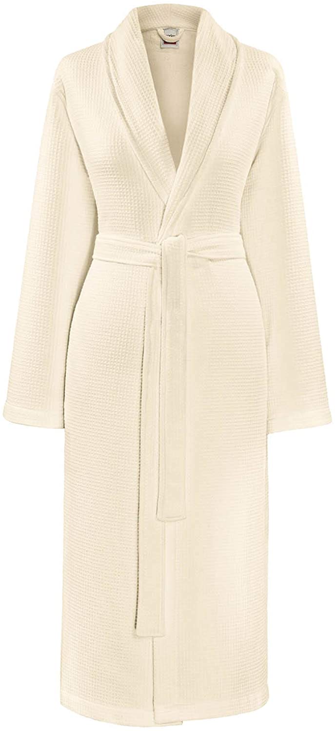 Price:$64.00 Togas Creamy Ecru Waffle Terry Long Women's Bathrobe Magic - 100% Cotton at Amazon Women’s Clothing store