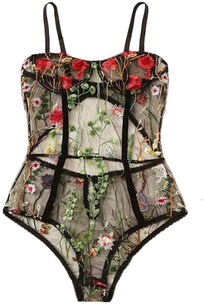 Price:$4.97 Women Lingerie Hollow Bodysuit Floral Embroidered Backless Jumpsuit Sleepwear at Amazon Women’s Clothing store