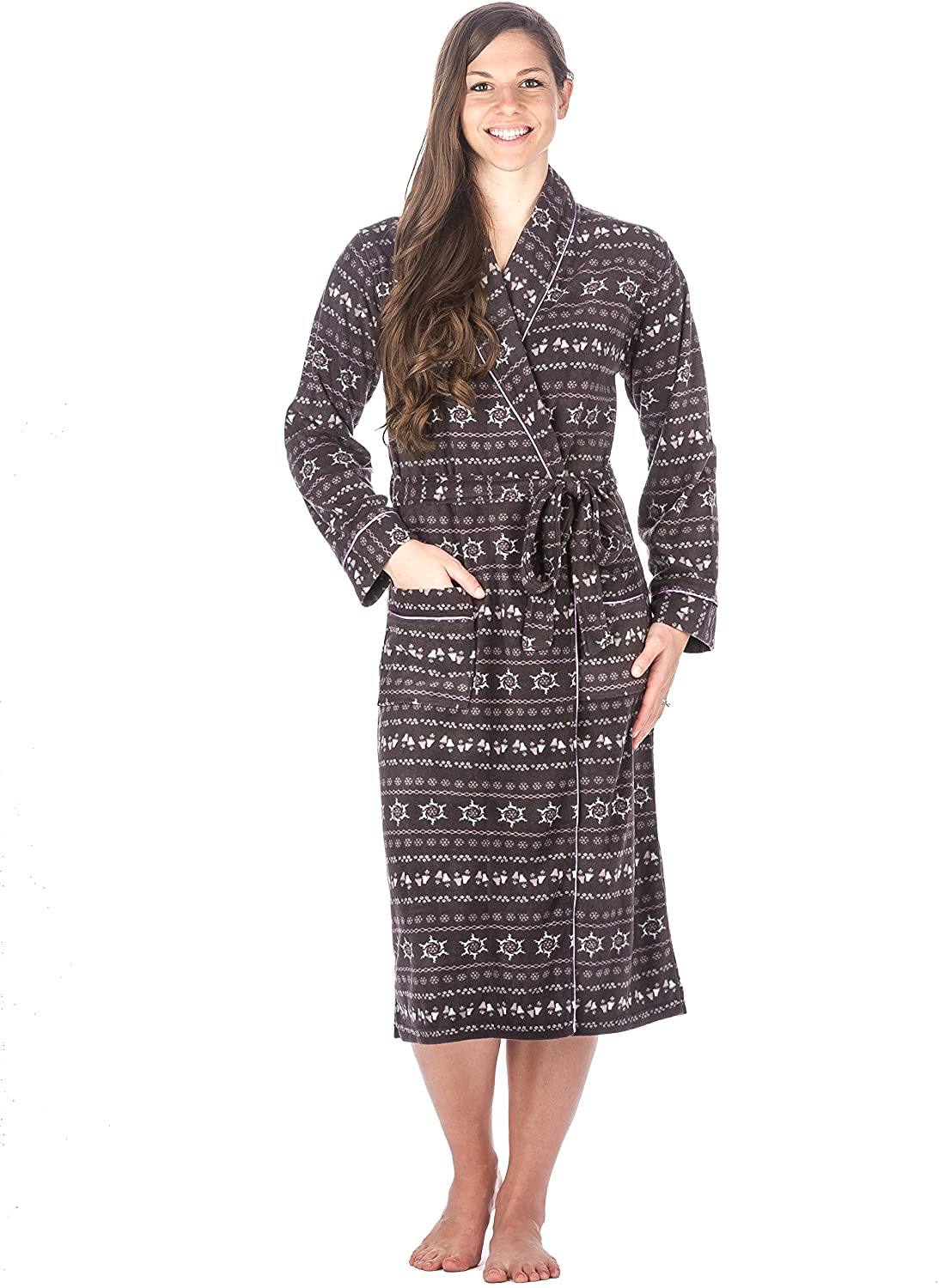 Price:$29.99 Soft Fleece Robes for Women, Bathrobes for Women - Nordic Dark Gray - XL at Amazon Women’s Clothing store