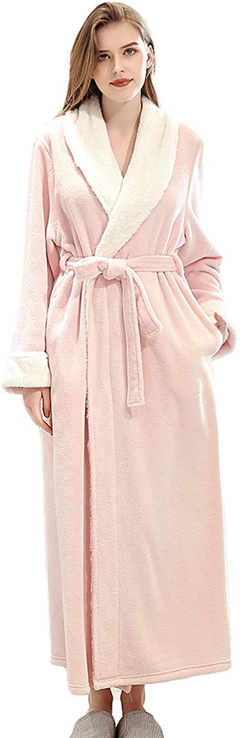 Price:$31.99 Women's Warm Sleepwear Long Robes Flannel Fleece Plush Bathrobes at Amazon Women’s Clothing store