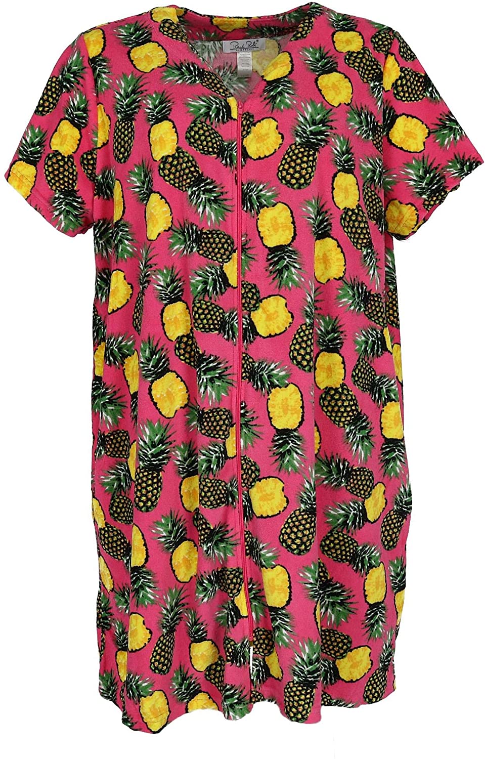 Price:$21.26    Rene Rofe Women's Plus Size Zip Front Duster Robe, 1X, Pineapples  Clothing