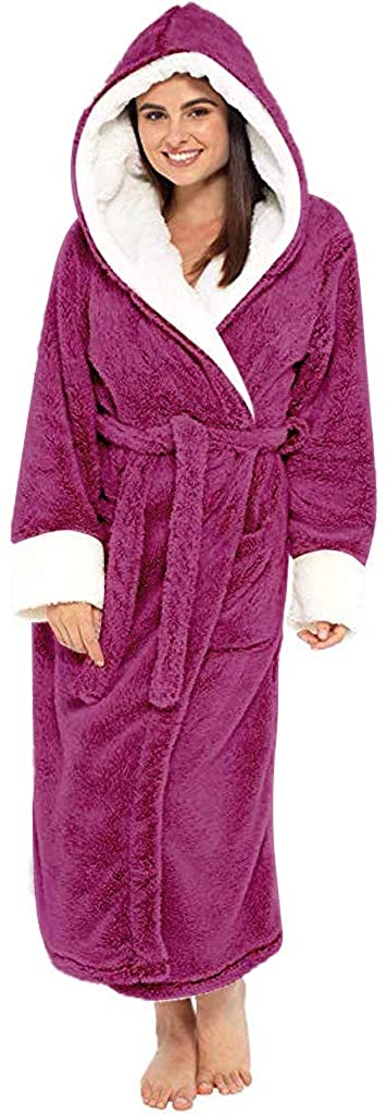 Price:$17.75 Hoodie Bathrobe Womens Wrap Robe Kimono, Plush Fleece Robe with Hood, Big and Tall Bathrobes Sauna Lounge Nightdowns at Amazon Women’s Clothing store