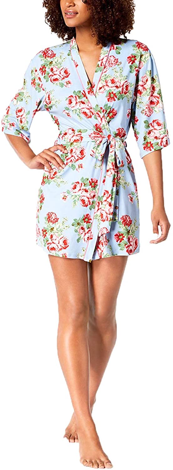 Price:$29.96 Flora Nikrooz Flora Printed Cleo Knit Wrap Robe Blue Size S/M at Amazon Women’s Clothing store