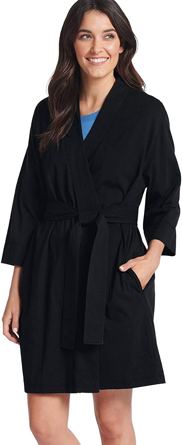 Price:$46.00 Jockey Women's Sleepwear Everyday Essentials Cotton Short Robe, Black, XL at Amazon Women’s Clothing store
