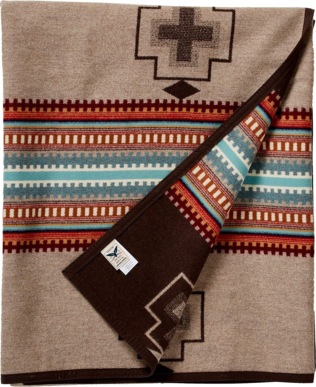 Price:$269.00    Pendleton Unisex Jacquard Blanket Robe Tan/American West One Size  Clothing