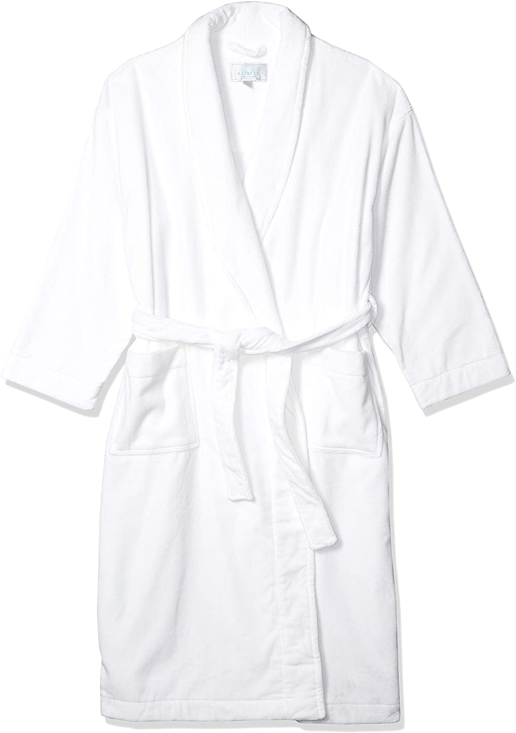 Price:$52.28 Majestic International Women's Melrose Terry Velour Shawl Robe, White 16, OSFA at Amazon Women’s Clothing store