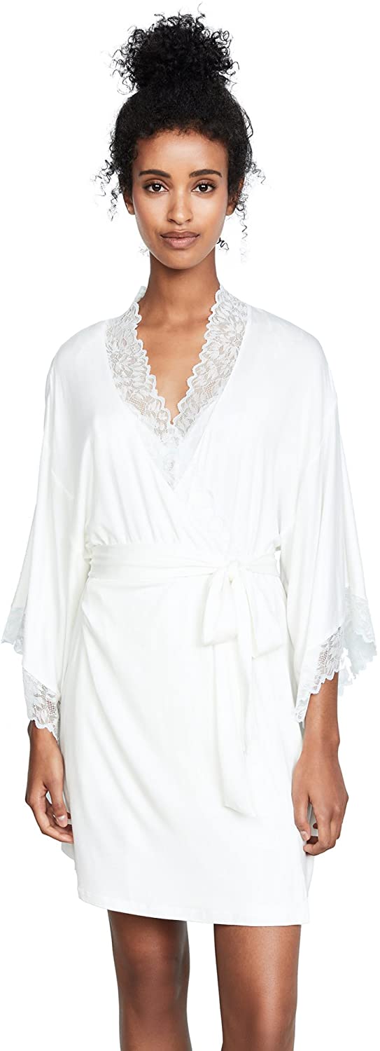 Price:$84.99 Eberjey Women's Rosario Robe, Ivory/Bridal Blue, Medium at Amazon Women’s Clothing store