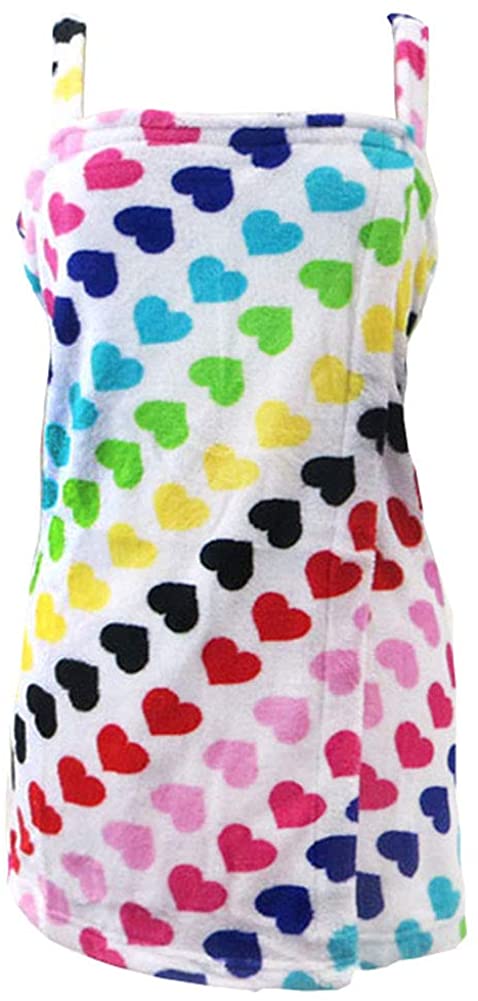 Price:$17.99 Rainbow Heart Colorful Print Plush Shower Wrap at Amazon Women’s Clothing store