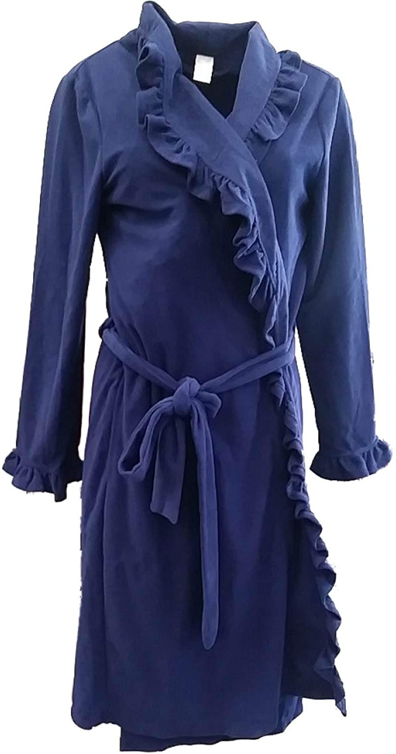 Price:$32.99 Womens Plush Navy Blue Bathrobe Pocketed House Coat Bath Robe at Amazon Women’s Clothing store