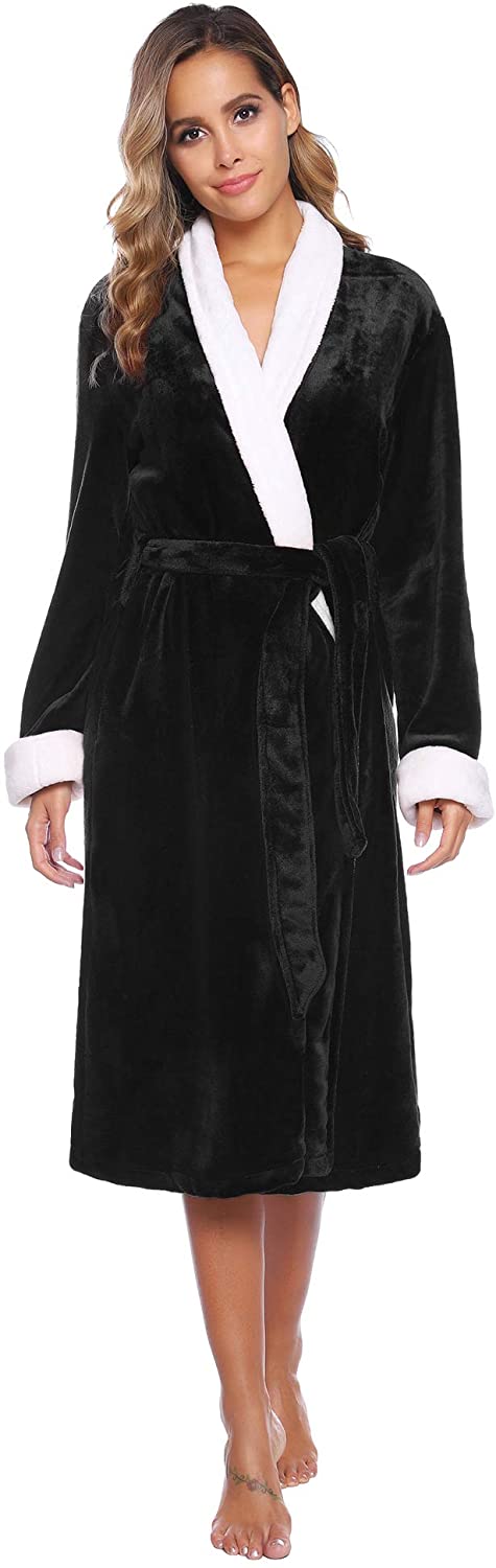 Price:$33.99 Aibrou Bath Robe for Womens Soft Fleece Bathrobes Ladies Nightgown Ladies Womens Sleepwear at Amazon Women’s Clothing store